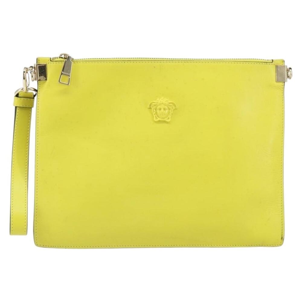 Versace Leather Clutch Bag Yellow Gold